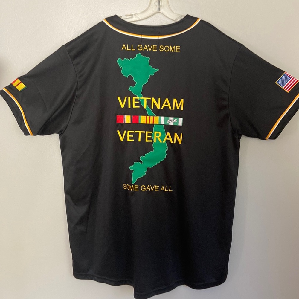 Vietnam Vet Baseball Jersey Some Gave All Black Yellow JWM..NEW sz 2XL